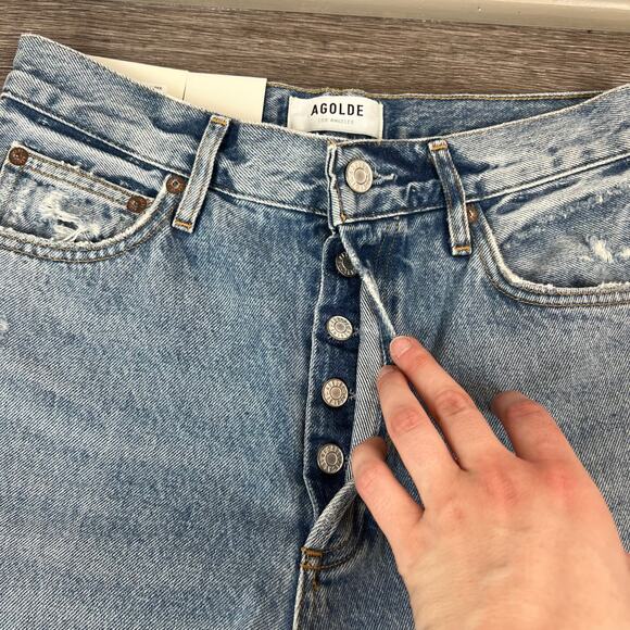 NWT AGOLDE Fen High-Rise Relaxed Taper Denim Jeans in Color Wander (Sz 26) - Picture 6 of 11